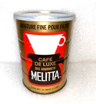 Vtg Melitta Coffee Deluxe Gourmet 16 Oz Fine Grind Plastic Lid Full Unopened Can. Fixed Price $26.00.