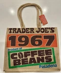 Trader Joes 1967 Coffee Beans Pasadena Jute Tote Bag Reusable Gallon Nwt New. Fixed Price $5.95.