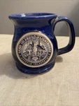 Sand Island Lighthouse Blue Drip Glaze 16 Oz Coffee Cup Stoneware Cork Bottom. Fixed Price $19.99.