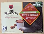Don Francisco's Columbian Blend Coffee Pods 24CT Medium Roast Expiry June 26. Fixed Price $19.90.