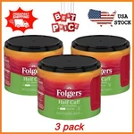 New 3 Pack Folgers Half Caff Medium Roast Coffee, 22.6 Oz Canister Freeshipping. Fixed Price $46.30.