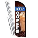 Iced Coffee Premium Windless Feather Flag Bundle (complete Kit) Or Optional Repl. Fixed Price $49.99.