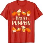 Hello Autumn Pumpkin Spice Coffee Latte Fall Sweater Unisex T-shirt. Fixed Price $16.99.