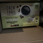 Caza Trail Organic Extra Bold Medium Roast Coffee 100 Single Serve Cups. Fixed Price $32.99.