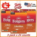 New 3 Pack Folgers Colombian Coffee, Medium Roast, Keurig Cup Brewers 24 Coun. Fixed Price $46.02.