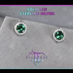 Lab Grown Colombian Emerald Studs Green Earrings. Fixed Price $100.62.