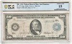 1914 $50 Federal Reserve Note San Francisco 1070 Blue Seal Pcgs F15. Fixed Price $450.00.