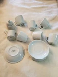 Williams Sonoma White Everyday 6 Coffee Tea Cups&saucers, Creamer&sugar 14PC Set. Fixed Price $125.00.