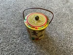 Vintage Round Gingerbread Tea Biscuit Cookie Tin W/lid & Handle Made England. Fixed Price $29.99.