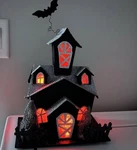 Halloween Putz Style Paper House Haunted Wicked Witch Led Light-up Black Glitter. Fixed Price $28.00.