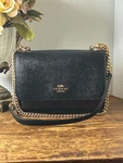 NW0T Coach Klare Crossbody Shoulder Handbag Crossgrain Brown Black Gold 91019. Fixed Price $169.99.