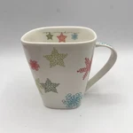 Starbucks 2005 Holiday Square Christmas Mug - Red, Blue, Green Snowflakes Stars. Fixed Price $15.61.