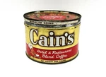 Vintage Rare Cain's Hotel & Restaurant Blend Coffee 1 Lb. Can Tin Chef - Empty. Fixed Price $54.50.