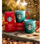 Starbucks Holiday Blend Coffee Peppermint Cocoa Mugs Red Green Set. Fixed Price $19.00.