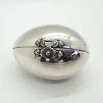 Silver Plated Egg Form Sewing Etui Case Peter Hall England Reg 1-000-573. Fixed Price $100.84.
