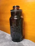 Borden Cremora Amber Glass Canister Apothecary Jar 1970S Vintage Fleur Lis. Fixed Price $12.50.