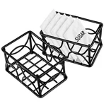 2 Pcs Black Metal Sugar Packet Holder Tea Bag Organizer Caddy Coffee Bar. Fixed Price $18.01.