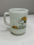 Vintage Snoopy Fire Coffee Mug, Anchor Hocking, Schulz, 1958, French Toast. Fixed Price $25.00.