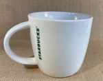Starbucks 14 Ounces Mug White With Green Vertical By Handle. Fixed Price $18.00.