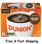 Dunkin' Original Blend Coffee, Medium Roast, Keurig Cup Pods, 10 Count Box. Fixed Price $8.12.