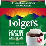 Folgers Coffee Singles Classic Decaf Medium Roast 19 Count (pack 1). Fixed Price $17.24.