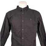 Allsaints Mens Black Organic Cotton Ramskull Button Down Shirt Large AS411929W. Fixed Price $28.50.