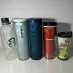 Starbucks Tumblers /bottle Lot Of 5 Assorted Holiday Cup. Fixed Price $55.00.