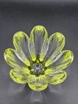 Orrefors Sweden Mayflower Lime Green / Yellow Glass Daisy Bowl Signed Jj 4792W. Fixed Price $31.50.