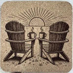 Morning Coffee Beach Sunrise Set 4 Laser Engraved Cork Coasters. Fixed Price $13.85.