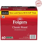 Folgers Classic Roast, Medium Coffee, Keurig Cup Pods, 60 Count Box. Fixed Price $26.97.