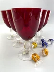 Crate & Barrel Red Ruby Wine Glass Water Goblet Thick Clear Stemmed 16 Oz Nwt. Fixed Price $49.00.