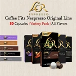 Lor Coffee 50 Pods Capsules Variety Pack Fits Nespresso Original Line. Fixed Price $69.99.