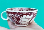 Hawaiian Flowers Coffee Cup Vernon Kilns Aloha Don Blanding 8OZ Brown Maroon. Fixed Price $22.50.