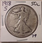 1918-S Walking Liberty Half Dollar 50C 90% Silver San Francisco Mint (#79-2270). Fixed Price $50.29.