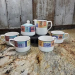 Doulton Everyday "trail Finder" Coffee/tea SET-4 Mugs,creamer & Sugar Bowl W/lid. Fixed Price $29.95.