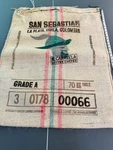 Colombia Coffee Bean Bag San Sebastian Jute Material Fully Intact. Fixed Price $12.00.