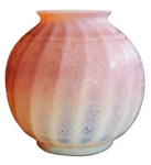 Art Glass Ball Shade, Cameo Acid Cut, Mt Washington, Iris, Parlor Hall Lamp, 9"D. Fixed Price $985.00.