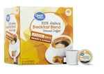 Great Value 100% Arabica Breakfast Blend Medium Roast Ground Coffee Pods, 48 Ct. Fixed Price $17.09.