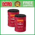 (2 Pack) Folgers Classic Ground Coffee, Medium Roast, 40.3 Oz Canister. Fixed Price $31.97.