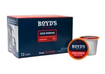 Boyd's Good Morning Coffee - Medium Roast Single Cup, 12 Count. Fixed Price $15.99.