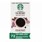 Starbucks Via Instant Italian Dark Roast Coffee 72 Packets Bulk Lot New Exp 4/27. Fixed Price $50.99.