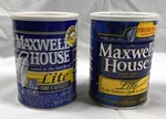 2 Vintage Empty Maxwell House Lite Coffee Can Tins White Lid 11.5 Oz. Fixed Price $42.95.