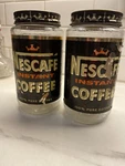 2 Vtg Nescafe Instant Coffee Glass Jar, Lid, & Label Nestle Advertising. Fixed Price $19.99.