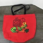 Pike Place Market Tote Bag Grocery Seattle Red Travel Shop Farmers Y2K. Fixed Price $30.07.