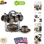 Espresso Cups 4 Oz, Porcelain Coffee Set 6 With Saucers,.... Fixed Price $53.59.
