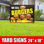 We Sell Burgers Yard Sign With H-stakes Sausages Street Food Bar Salads Cafe. Fixed Price $89.90.