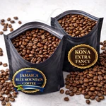 Jamaica Blue Mountain Coffee & Kona Combo 3 Lbs Each 6 Bags Total. Fixed Price $166.93.