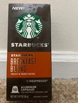 Starbucks Breakfast Blend Bright And Tangy Notes 10 Aluminum Capsules. Fixed Price $8.99.