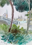 Vintage French Watercolor Painting Venice Italy Santa Maria Della Salute Signed. Fixed Price $169.00.