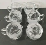 1970'S Nestle Nescafe World Globe Glass Creamer, Sugar W/ Lid & 5 Coffee Tea Cup. Fixed Price $21.28.
